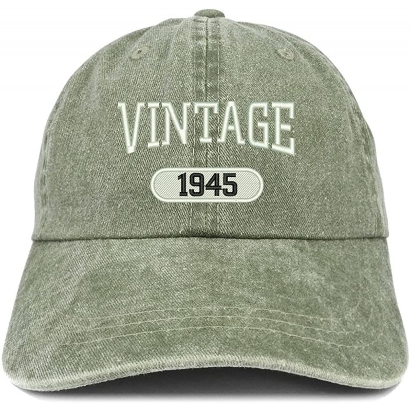 Baseball Caps Vintage 1945 Embroidered 75th Birthday Soft Crown Washed Cotton Cap - Olive - CN180WXWT29 $14.91