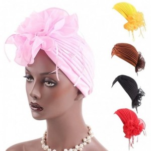 Skullies & Beanies Women's Strench Chemo Hat Beanie Flowers Wrap Cap Muslim Turban Headwear for Cancer - Red - CY18E8T0UQM $1...