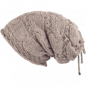Skullies & Beanies Cable Knit Slouchy Chunky Oversized Soft Warm Winter Beanie Hat - Light Brown - CW18I6K3N3R $23.80