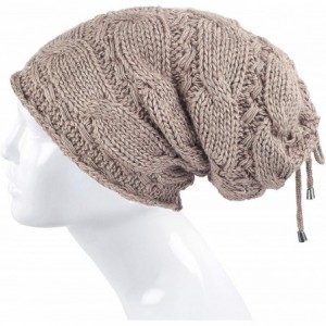 Skullies & Beanies Cable Knit Slouchy Chunky Oversized Soft Warm Winter Beanie Hat - Light Brown - CW18I6K3N3R $23.80