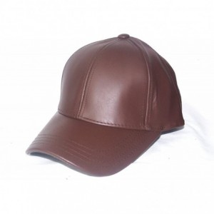 Baseball Caps Premium Leather Dark Brown Baseball Hat Cap - CL116SH7FEZ $53.20