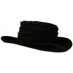 Cowboy Hats Beads Band Wool Felt Hat - Black W24S41C - CK110J66C13 $51.33