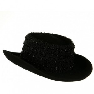 Cowboy Hats Beads Band Wool Felt Hat - Black W24S41C - CK110J66C13 $76.47