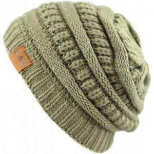 Skullies & Beanies Soft Stretch Cable Knit Warm Chunky Beanie Skully Winter Hat - 1. Solid Olive - CX18XIG3EML $20.00