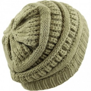 Skullies & Beanies Soft Stretch Cable Knit Warm Chunky Beanie Skully Winter Hat - 1. Solid Olive - CX18XIG3EML $10.13