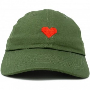 Baseball Caps Pixel Heart Hat Womens Dad Hats Cotton Caps Embroidered Valentines - Olive - CZ18LGT9WAL $21.85