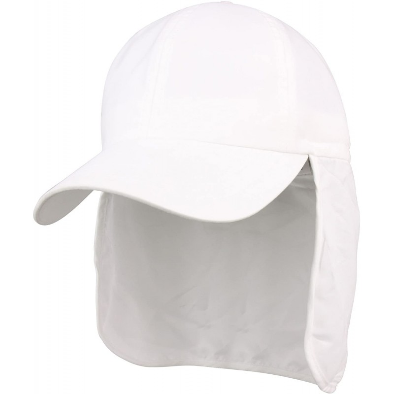 Sun Hats Brushed Microfiber Cap with Flap - White - C311LV4H2CZ $23.46