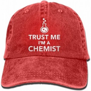 Baseball Caps Unisex Baseball Cap Denim Fabric Hat Trust Me I'm A Chemist Adjustable Snapback Topee - Red - C518KSH3YDA $35.68