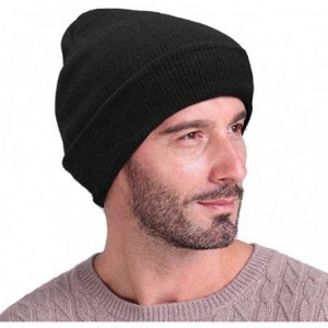 Skullies & Beanies Beanies for Men Slouchy Thicken Increases Big Warm Hats Stretchy Soft Breathable Knit Acrylic Cuff Cap - B...