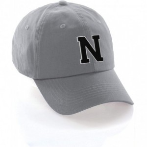 Baseball Caps Custom Hat A to Z Initial Letters Classic Baseball Cap- Light Grey White Black - Letter N - CQ18N8Z2RIX $28.78