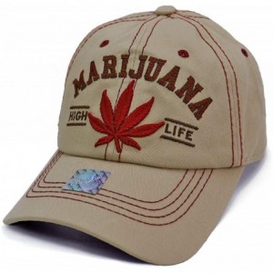 Baseball Caps High Life Marijuana Leaf Weed Design 420 Unstructured Dad Hat Baseball Cap - Khaki Beige - CW18N08TY86 $24.13