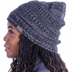 Skullies & Beanies Women's Winter Hat - Slouchy Beanie Satin Lined Hat for Women - Charcoal\black - CO18ME9U0RN $18.88