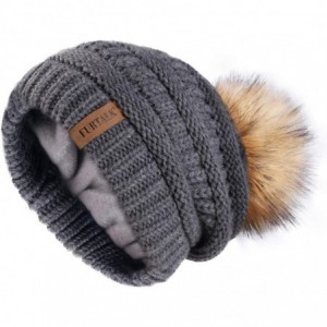 Skullies & Beanies Winter Slouchy Beanie Hats Women Fleece Lined Warm Ski Knitted Pom Pom Hat - 16-gray - C918UNYXC23 $32.82