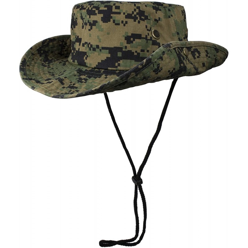 Sun Hats 100% Cotton Stone-Washed Safari Booney Sun Hats - Green Digital Camo - CG18HZYH373 $8.76