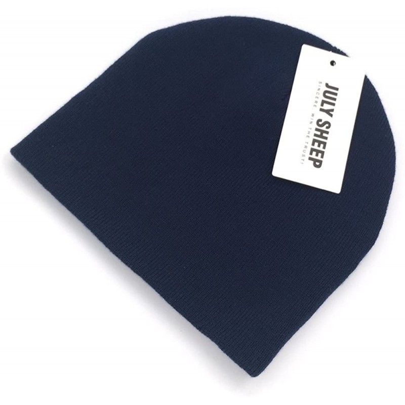 Skullies & Beanies Unisex Skull Beanie Cap Cuff Plain Knitted Hat Ski Hat for Men or Women - Navy Blue01 - CM184AGQO6Z $25.77