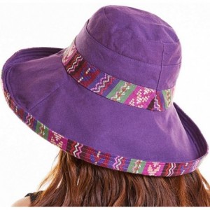 Sun Hats Bucket Hat for Women Double Side Wear Hat Girls Large Wide Brim Hat Packable Visor Caps - A-purple(tw) - C218T4UNDRA...