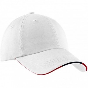 Baseball Caps Signature Sandwich Bill Cap with Striped Closure C830 - White/ Classic Navy/ Red - CJ1123HE605 $18.31