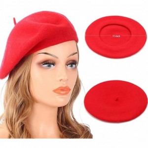 Berets French Wool Berets Hat Artist Casual Fashion Winter Warm Beanie Cap for Women - Red - CI18NNWQ32W $13.80