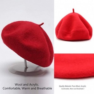 Berets French Wool Berets Hat Artist Casual Fashion Winter Warm Beanie Cap for Women - Red - CI18NNWQ32W $13.80