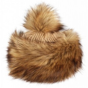Skullies & Beanies Faux Fur Russian Hat for Women - Warm & Fun Fur Cuff Hat with Pom Pom - Honey Fox - CV12LUKMQNJ $52.97