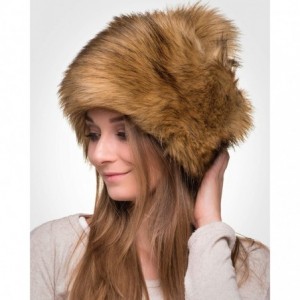 Skullies & Beanies Faux Fur Russian Hat for Women - Warm & Fun Fur Cuff Hat with Pom Pom - Honey Fox - CV12LUKMQNJ $53.57