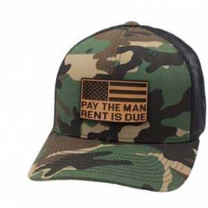 Baseball Caps USA 'Pay The Man' Leather Patch Hat Curved Trucker - Heather Grey/Black - CV18IGRD52I $56.67