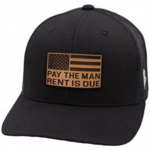 Baseball Caps USA 'Pay The Man' Leather Patch Hat Curved Trucker - Heather Grey/Black - CV18IGRD52I $54.72