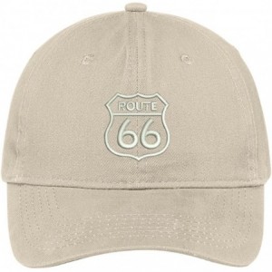 Baseball Caps Route 66 Embroidered Soft Crown 100% Brushed Cotton Cap - Stone - C217YTYWMCC $17.13