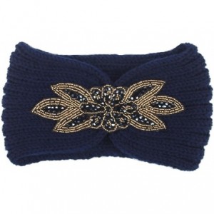 Headbands Bohemia Headband- Women Diamond Knitting Handmade Keep Warm Hairband - Navy - C4186RIIOYU $6.44