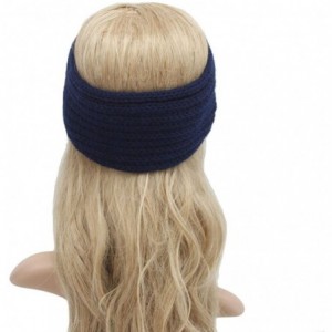 Headbands Bohemia Headband- Women Diamond Knitting Handmade Keep Warm Hairband - Navy - C4186RIIOYU $17.65