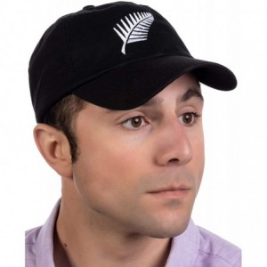 Baseball Caps New Zealand Pride - Kiwi Silver Fern Southern Cross Black Baseball Cap Dad Hat - Black - C918QQR807E $31.90