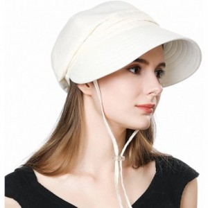 Sun Hats Summer Bill Flap Cap UPF 50+ Cotton Sun Hat with Neck Cover Cord for Women - 99048_beige - CB18D4N0T0T $38.17