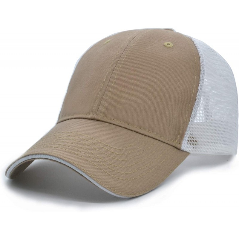 Baseball Caps Baseball Cap Mesh Visor Trucker Hats Adjustable Plain Cap Polo Style Low Profile - Khaki - CT184HZLEUM $25.30