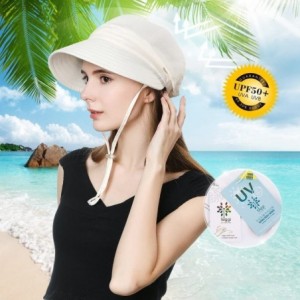 Sun Hats Summer Bill Flap Cap UPF 50+ Cotton Sun Hat with Neck Cover Cord for Women - 99048_beige - CB18D4N0T0T $33.88
