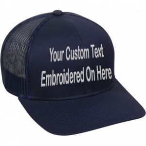 Baseball Caps Custom Trucker Mesh Back Hat Embroidered Your Own Text Curved Bill Outdoorcap - Navy - C518K5E22YR $22.08