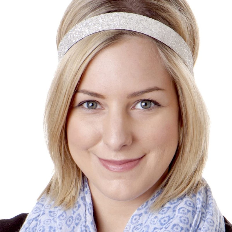 Headbands Women's Adjustable NO Slip Wide Bling Glitter Headband - White - CZ11VDDIFCF $20.12