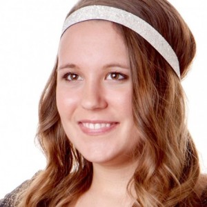 Headbands Women's Adjustable NO Slip Wide Bling Glitter Headband - White - CZ11VDDIFCF $20.12