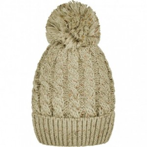 Skullies & Beanies Women's Winter Beanie Warm Fleece Lining - Thick Slouchy Cable Knit Skull Hat Ski Cap - Cream - CL12878RO1...