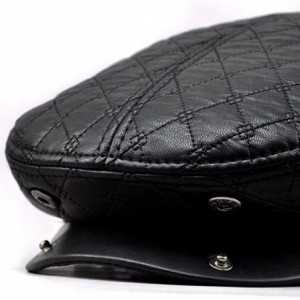 Newsboy Caps Faux Leather Black Velvet Inside Folding Ear Flap Flat Cap FFH218s57 - C911PAV6YI7 $40.32