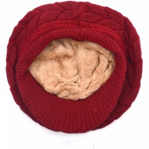 Skullies & Beanies Womens Fashion Winter Warm Knit Hat Woolen Snow Ski Caps with Visor - Red - CB126Y0V8V1 $8.44
