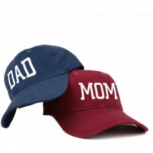Baseball Caps Capital Mom and Dad Soft Cotton Couple 2 Pc Cap Set - Maroon Navy - C118I9N43D8 $64.35