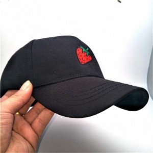 Baseball Caps Strawberry Embroidered Baseball Adjustable - Black2 - CC18OZHAIU8 $28.49