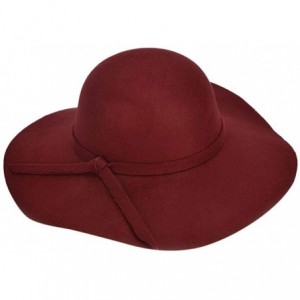 Sun Hats Fashion Women Ladies Floppy Wide Brim Wool Felt Bowler Beach Hat Sun Cap Summer Outfits - A1-wine - CF18HI2C5SY $36.24