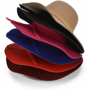 Sun Hats Fashion Women Ladies Floppy Wide Brim Wool Felt Bowler Beach Hat Sun Cap Summer Outfits - A1-wine - CF18HI2C5SY $33.74