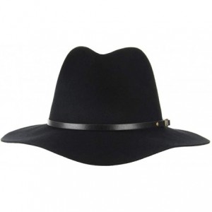 Fedoras Unisex Wool Fedora Hats Men Women Wide Brim Trilby Panama Hat with Belt Buckle - Black - CA193UXSA48 $47.07