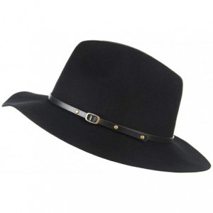 Fedoras Unisex Wool Fedora Hats Men Women Wide Brim Trilby Panama Hat with Belt Buckle - Black - CA193UXSA48 $47.07