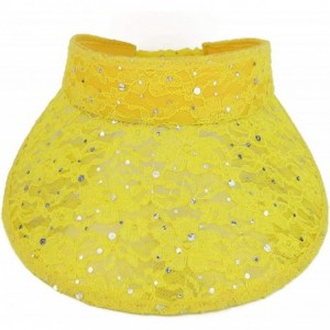 Visors Ladies Lace Glitter Summer Sun Visor Hat - Yellow - CO18UCI39TW $53.56