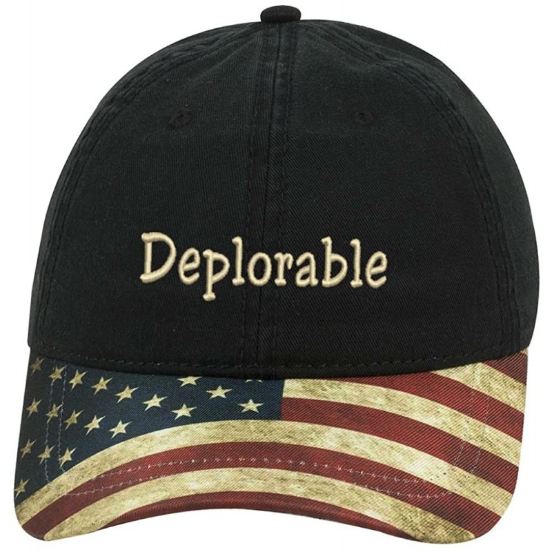 Baseball Caps DEPLORABLE AMERICAN Trump Unisex snap backs cap for Mens or Womens - Black With American Flag - CS18LH3LAXX $39.83