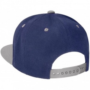 Baseball Caps Classic Snapback Hat Cap Hip Hop Style Flat Bill Blank Solid Color Adjustable Size - 2pcs Black & Navy/Grey - C...