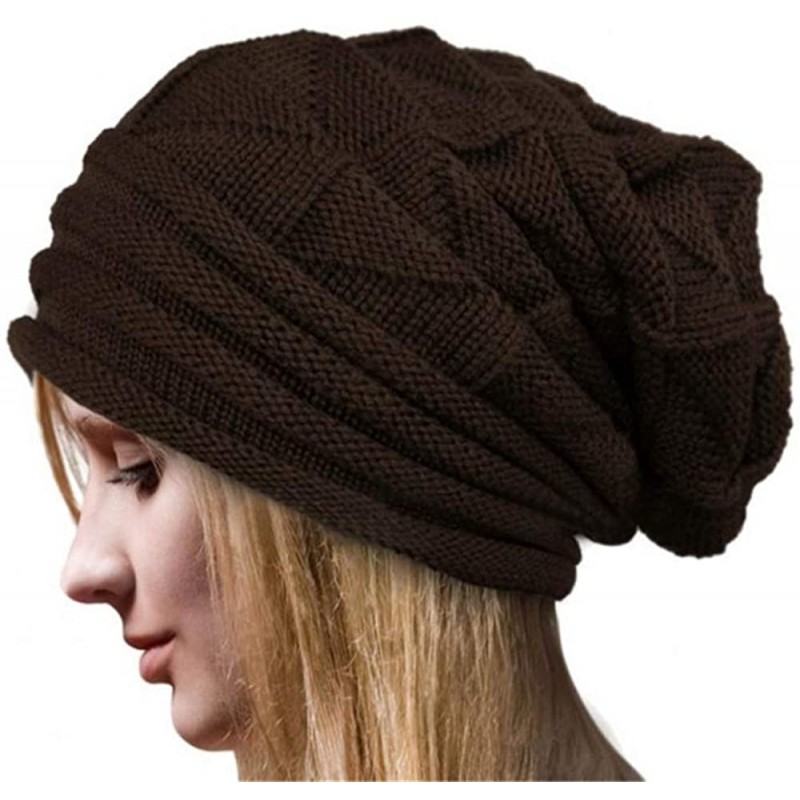 Skullies & Beanies Knit Slouchy Beanie Hats for Women Oversized Warm Winter Hats Baggy Ski Cap - Coffee - CL1924SL3H4 $22.77
